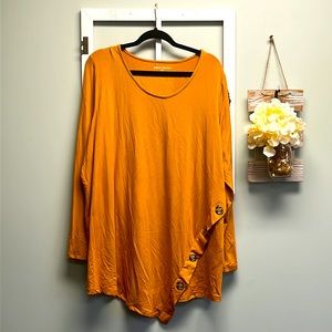 Jessica London Long Sleeve Asymmetrical Button Detailed Tunic Style Blouse.
